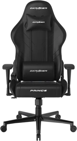 DXRacer P Series Gaming Chair, Premium PVC Leather Racing Style Office Computer Seat Recliner with Ergonomic Headrest and Lumbar Support (Full Black)