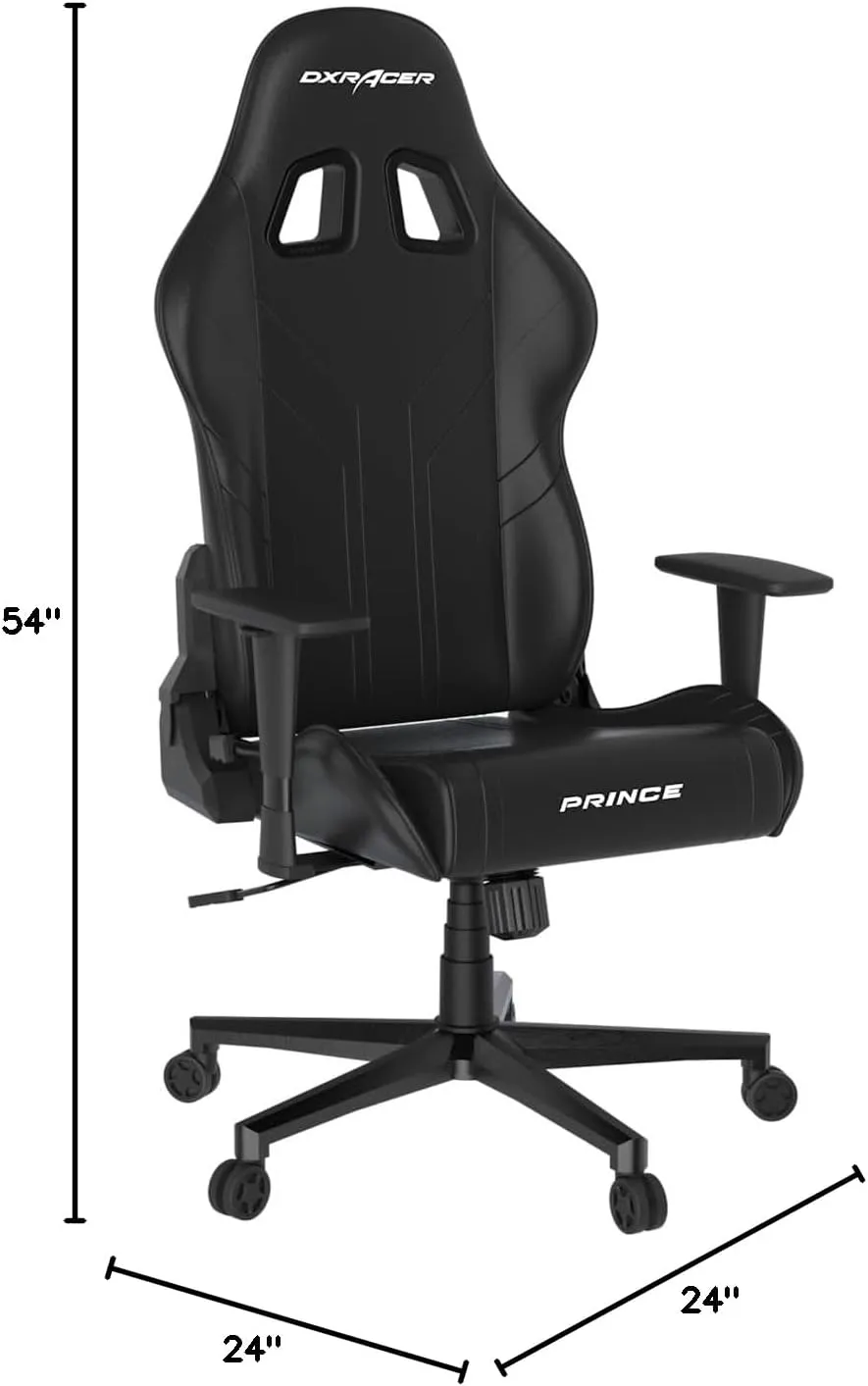 DXRacer P Series Gaming Chair, Premium PVC Leather Racing Style Office Computer Seat Recliner with Ergonomic Headrest and Lumbar Support (Full Black)