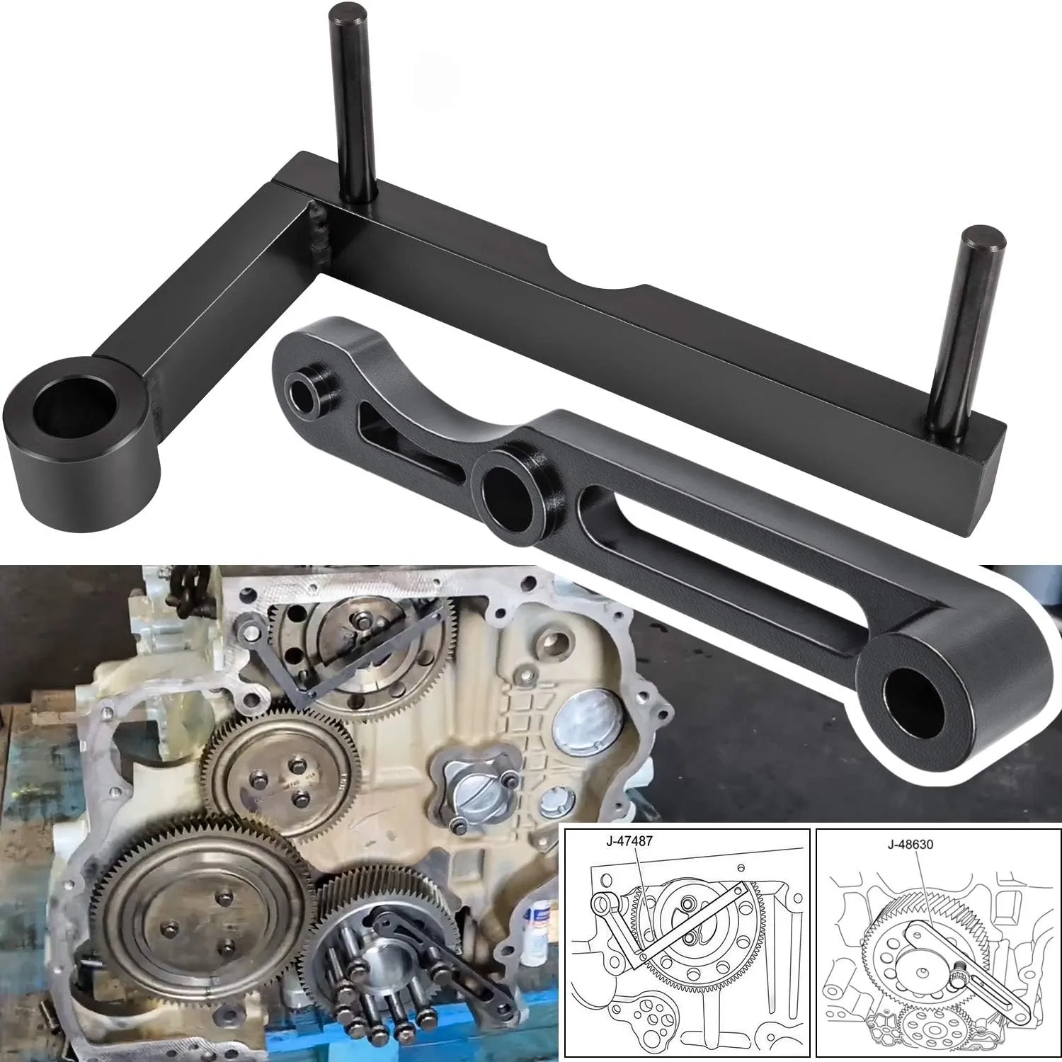 E-cowlboy for Detroit Diesel DD13 DD15 Idler 3 Cantilever Tool J-47487 Crankshaft TDC Locating Tool J-48630 Heavy Duty (2 PCS)