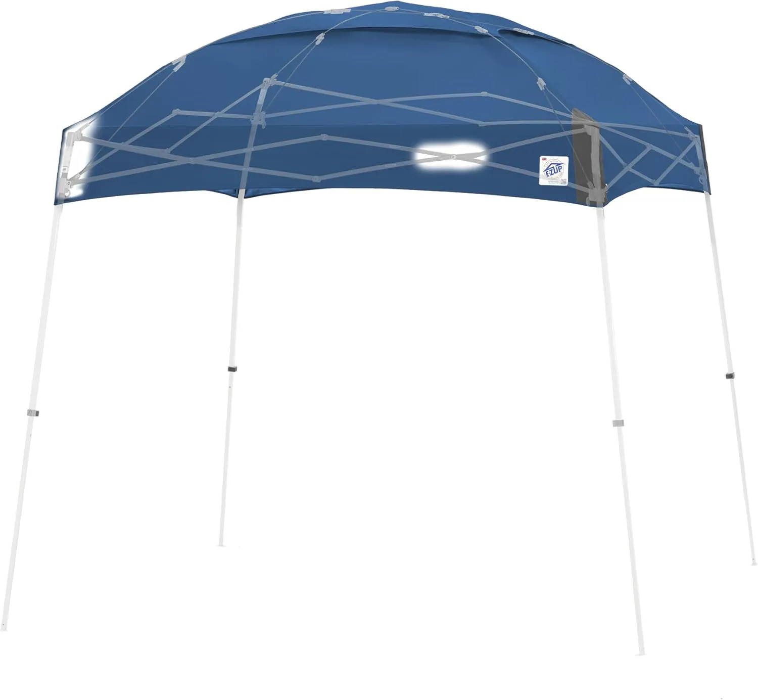E-Z UP Dome Instant Shelter Canopy, 10' x 10', Vented Top with Wide-Trax Roller Bag & 4 Piece Spike Set, Royal Blue