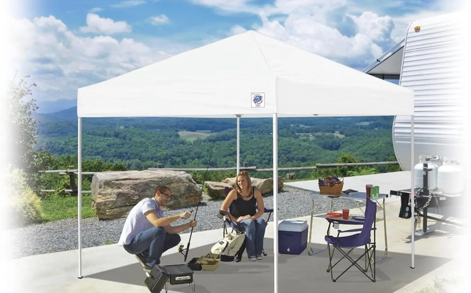 E-Z UP Enterprise Instant Shelter Canopy, 10' x 10', Commercial Grade White Steel Frame and White Top