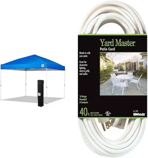 E-Z UP ENV3WH10RB, 10' x 10', Roller Bag, 4-Piece Spike Set, Recreational Grade Royal Blue & Woods 40-Ft 16-Gauge 13-AMP 125-Volt 1625-Watt 3-Prong Extension Cord for Outdoor Appliances