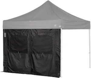 E-Z UP PRO Single Utility Sidewall, Fits 10' Straight Leg, Includes Ground Flap, Double Doors and Roll-Up Screened Windows, Black