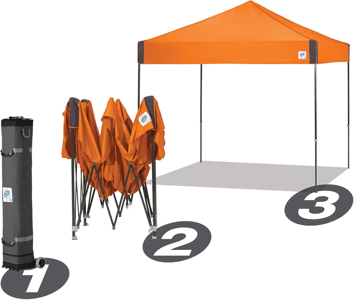 E-Z UP Pyramid Instant Shelter Canopy Pop Up Tent, 10' x 10' with Wide-Trax Roller Bag & 4 Piece Spike Set, Royal Blue