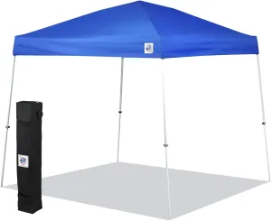 E-Z UP Sierra II Instant Pop Up Outdoor Canopy 10' x 10', Roller Bag and 4 Piece Spike Set, Royal Blue