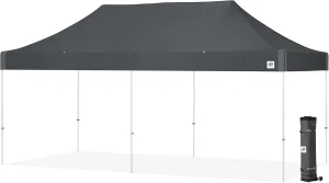 E-Z UP Vantage 10' x 20' Steel Shelter, White Frame, Steel Gray Top