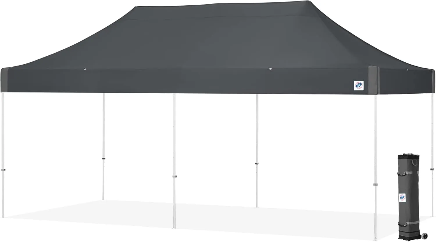 E-Z UP Vantage 10' x 20' Steel Shelter, White Frame, Steel Gray Top