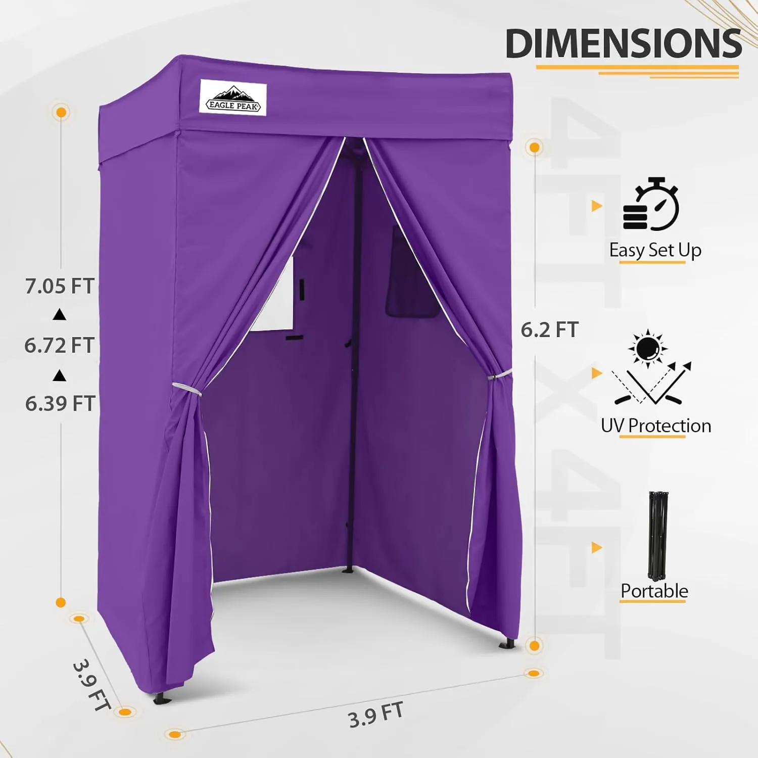 EAGLE PEAK Flex Compact 4x4 Pop-up Canopy Changing Room, Portable Privacy Dressing Room for Indoor Fashion Photoshoots, Camping, or Pool, Purple