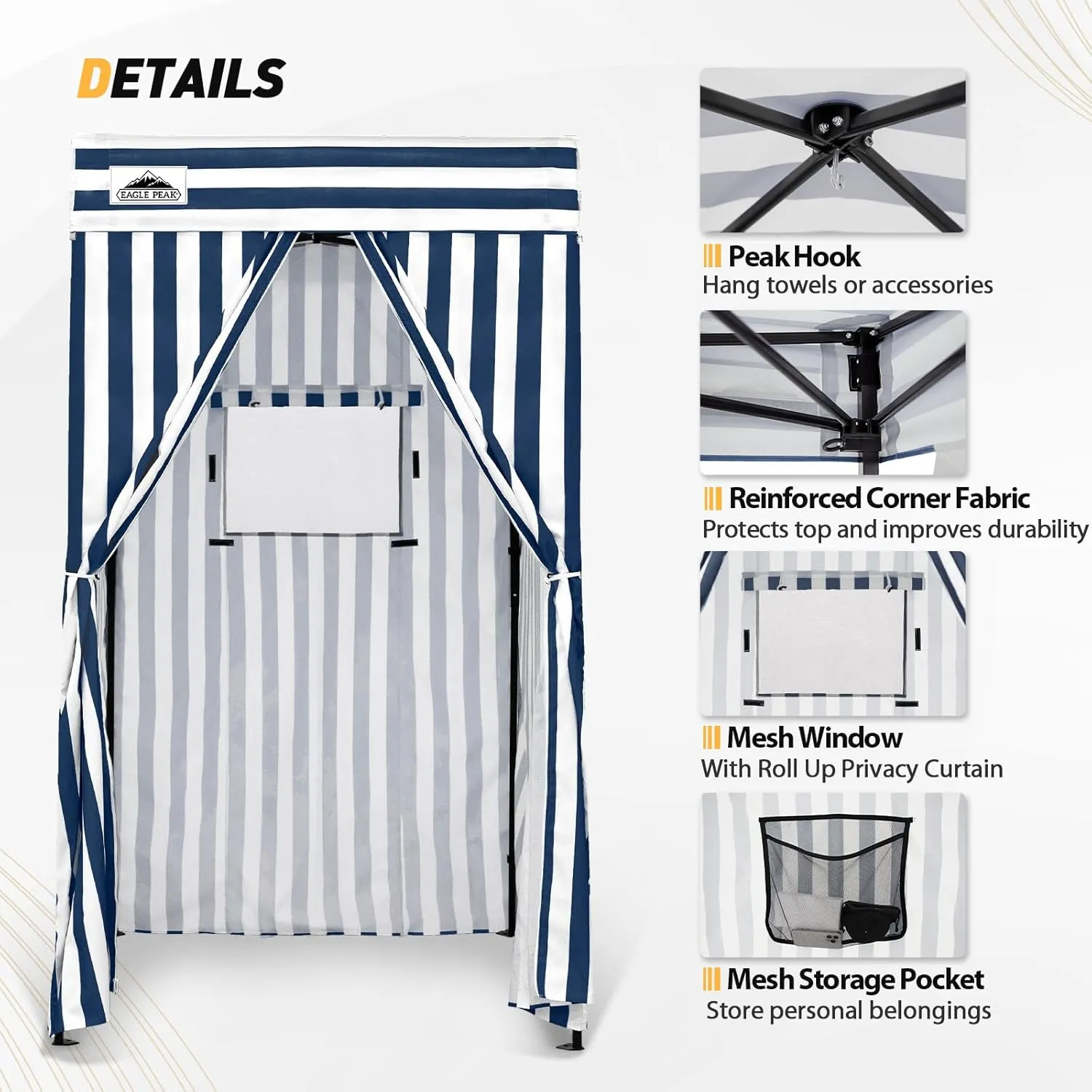 EAGLE PEAK Flex Compact 4x4 Pop-up Canopy Changing Room, Portable Privacy Dressing Room for Indoor Fashion Photoshoots, Camping, or Pool, White/Blue