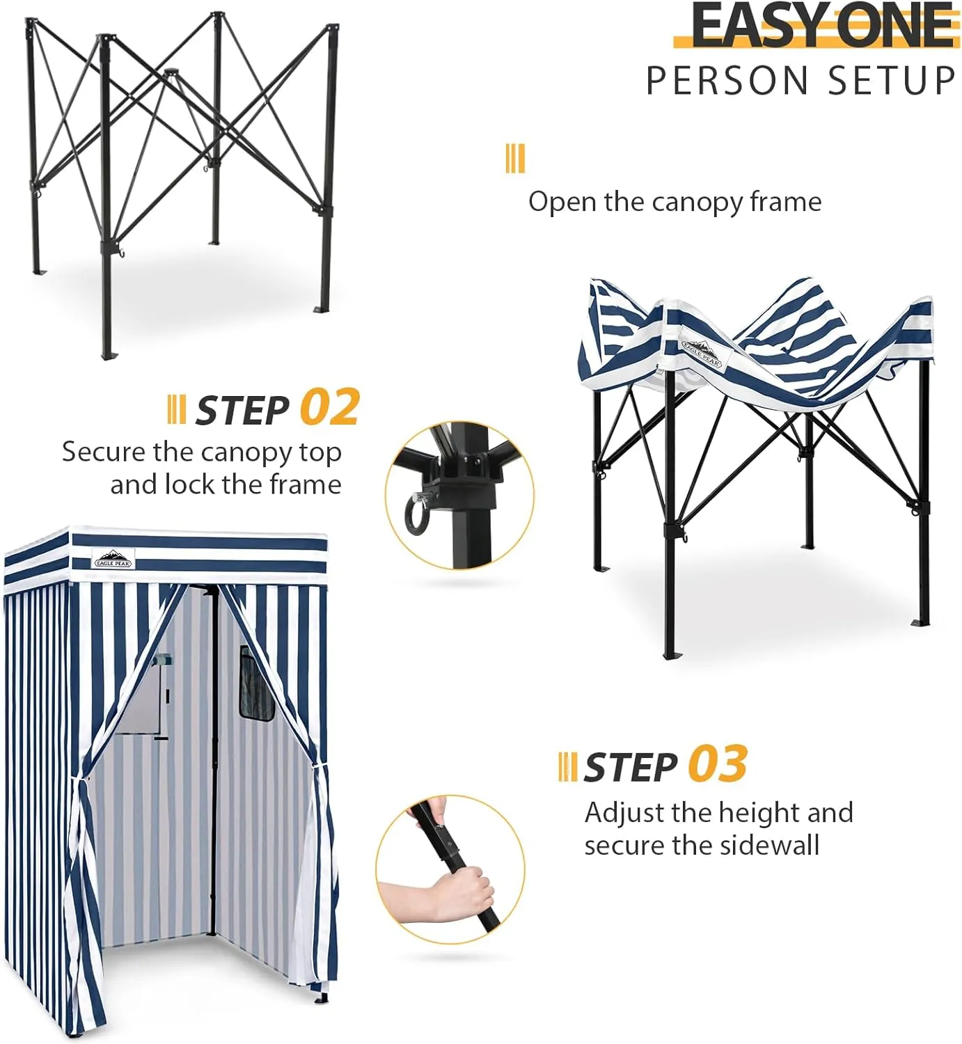 EAGLE PEAK Flex Compact 4x4 Pop-up Canopy Changing Room, Portable Privacy Dressing Room for Indoor Fashion Photoshoots, Camping, or Pool, White/Blue