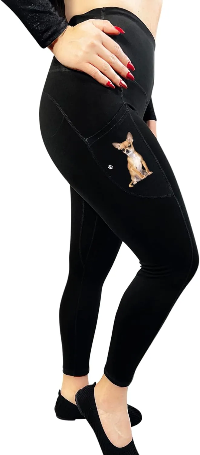 E&S Pets High Rise Yoga Leggings for Pet Lovers - 25" Lightweight Ultra Soft Yoga Pants for Women with Side Pockets