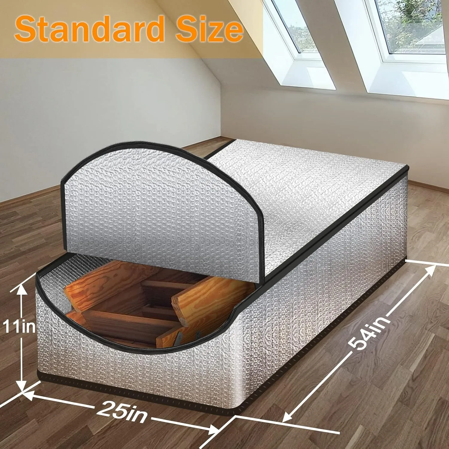 Eapele Attic Stairs Insulation Cover Tent Premium Energy Saving, 25”x54”x11” for Pull Down Stairs, Double Bubble Reflective Radiant Barrier Reflects 95% of Radiant Heat