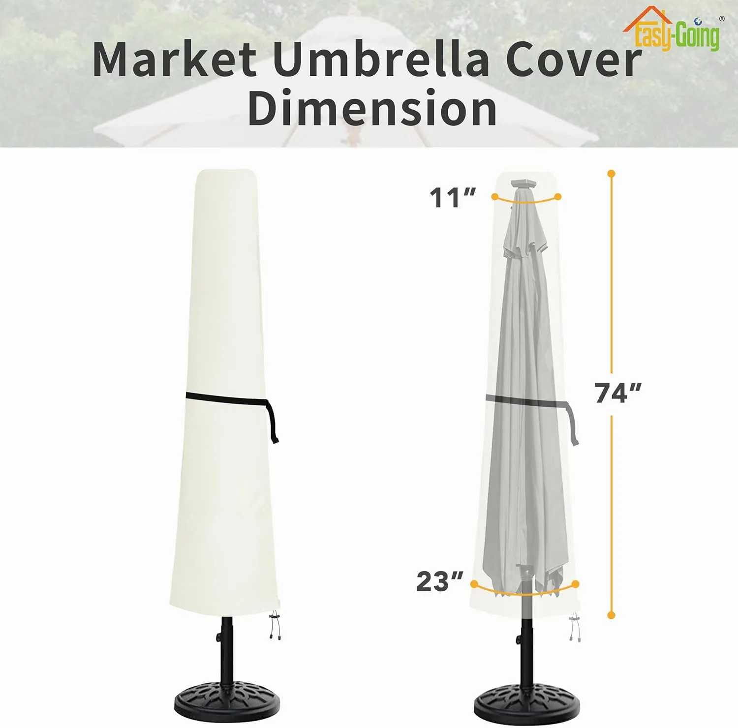 Easy-Going Patio Umbrella Cover Outdoor Market Umbrella Cover with Zipper and Storage Bag Waterproof Cantilever Parasol Cover for 7ft to 11ft Umbrella, Cream