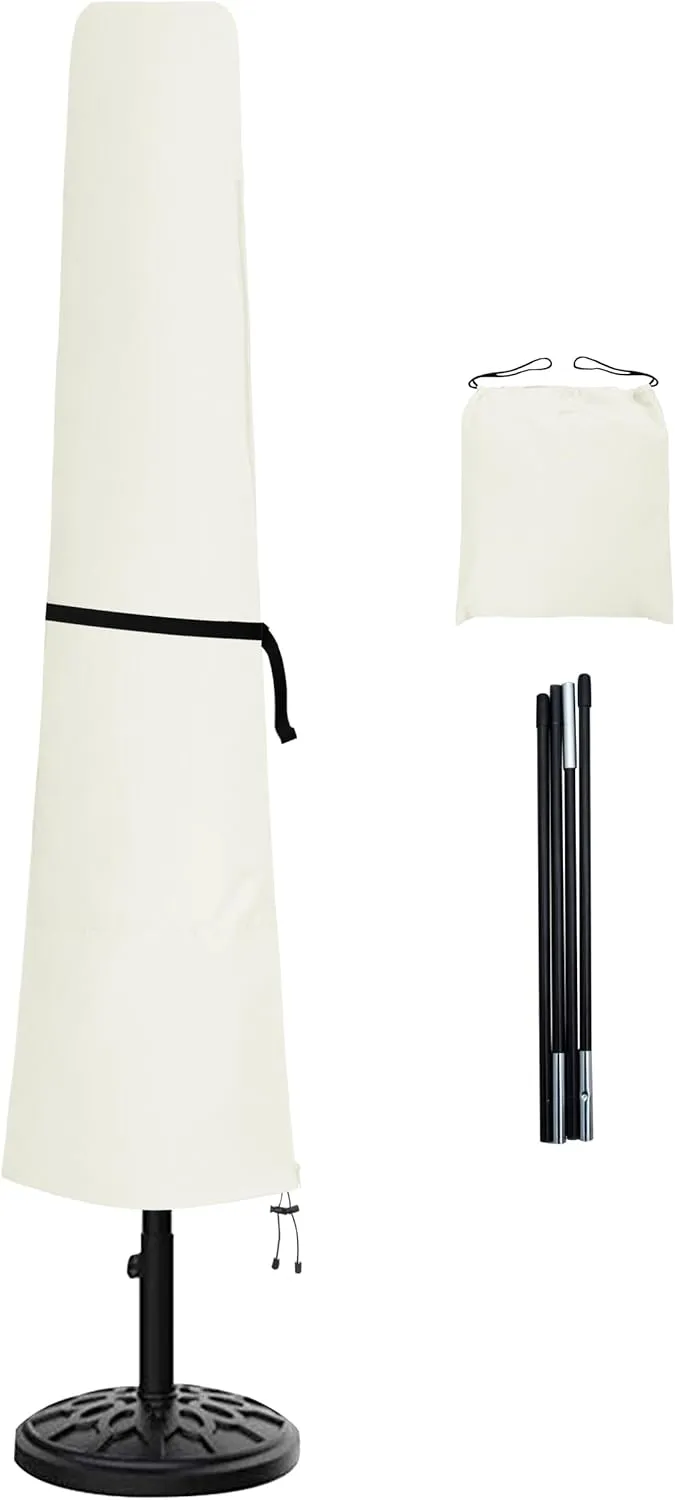 Easy-Going Patio Umbrella Cover Outdoor Market Umbrella Cover with Zipper and Storage Bag Waterproof Cantilever Parasol Cover for 7ft to 11ft Umbrella, Cream