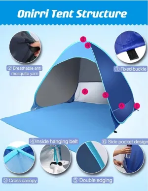Easy Set-up Beach Tent Automatic Pop Up Instant Beach Shade Portable Outdoors Portable Family Sun Shelter with Carry Case Best Gifts for Holidays Best Summer Time