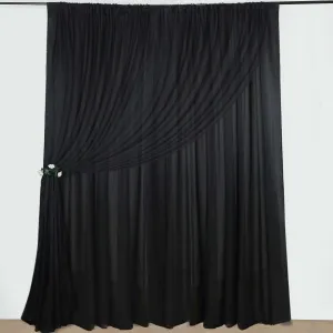 Efavormart 10ftx10ft Black Dual Layered Polyester Sheer Chiffon Backdrop Curtains with Rod Pockets