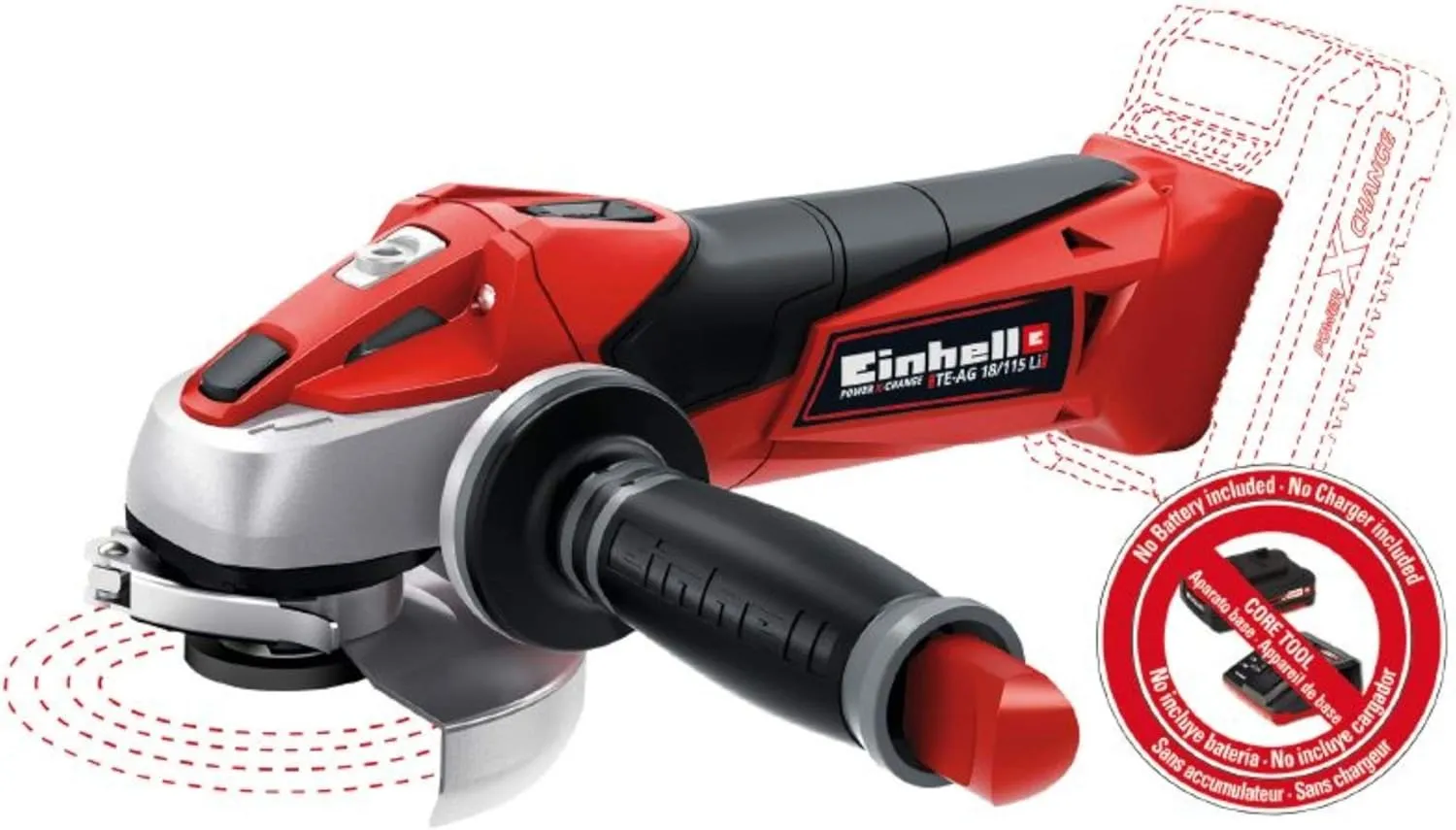 Einhell TE-AG Power X-Change 18-Volt Cordless 4.5-Inch, 8500 RPM Angle Grinder/Cutoff Tool for Grinding and Cutting, Tool Only (Battery   Charger Not Included)