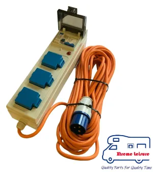 Electric Hook Up For Camping With Rcd & Mcd Campsite Approved Waterproof Unit