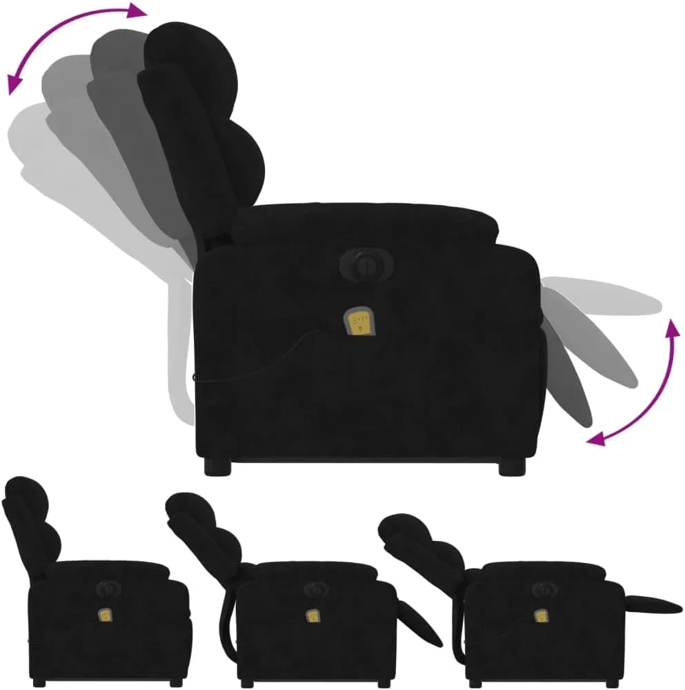 Electric Stand up Massage Recliner Chair Black VelvetLounge Chair Comfy Chair Living Room Chair Suitable for Decks, Living Rooms, and patios.