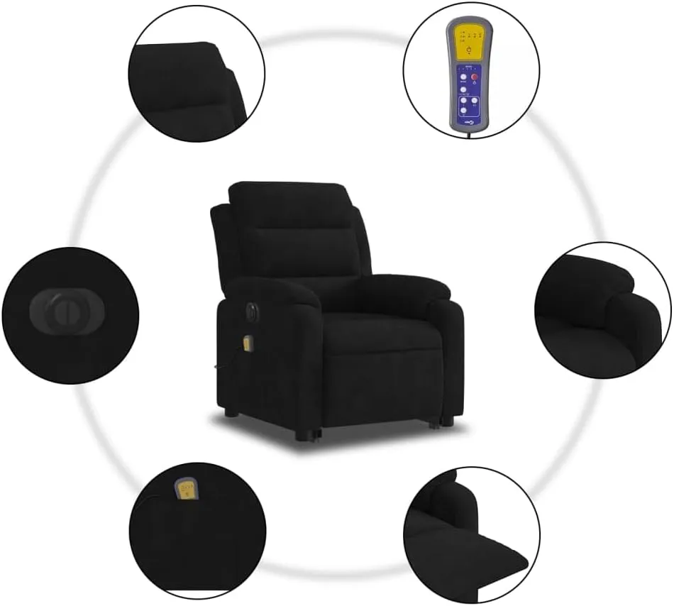 Electric Stand up Massage Recliner Chair Black VelvetLounge Chair Comfy Chair Living Room Chair Suitable for Decks, Living Rooms, and patios.