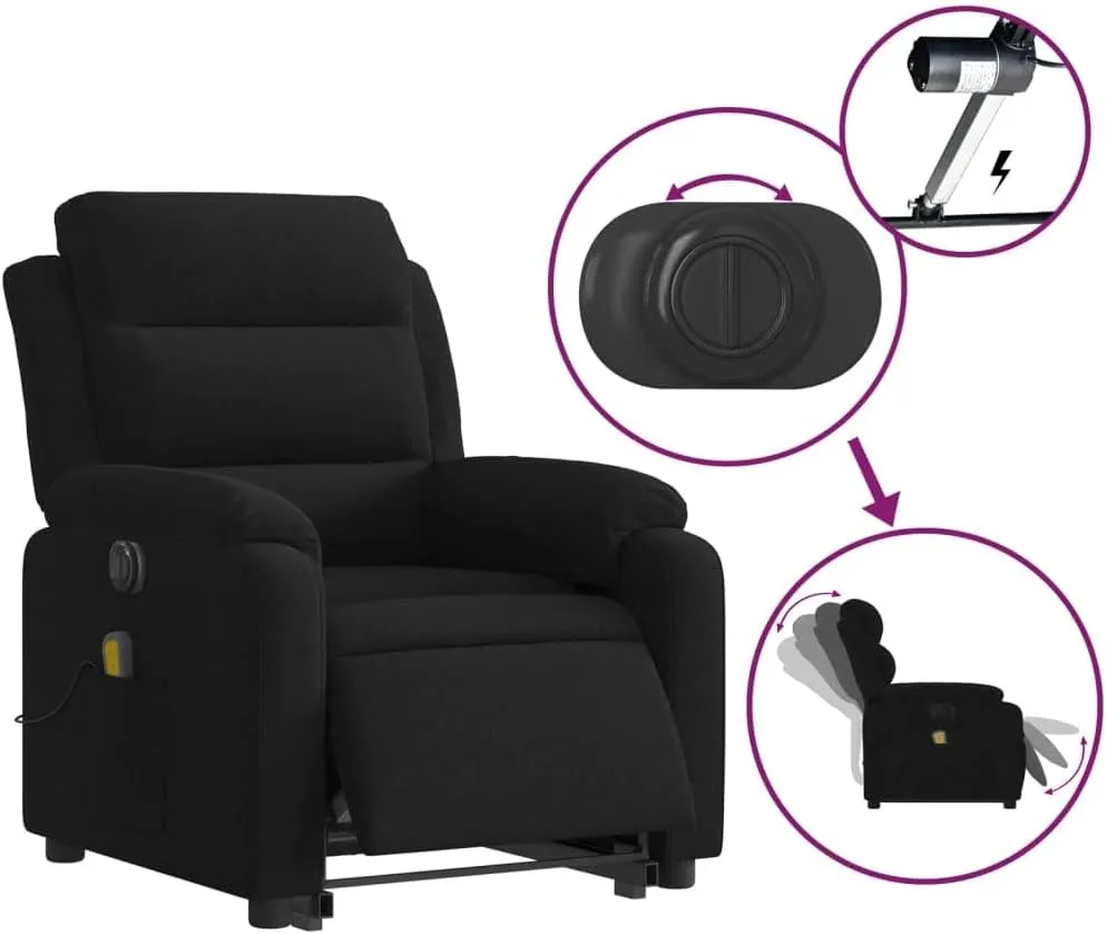 Electric Stand up Massage Recliner Chair Black VelvetLounge Chair Comfy Chair Living Room Chair Suitable for Decks, Living Rooms, and patios.
