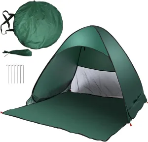 ELEOPTION Beach Tent Beach Shell Sun Shade Survival Tarp Shelter UPF 50  UV Protection Waterproof Light Weight Portable Beach Umbrella Rain Tent Shelter Sun Shade Suitble for 2 to 3 Person (Green)