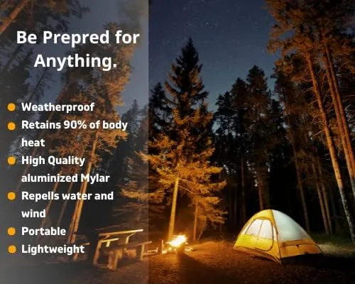 Emergency Mylar Blanket 4 Pack- 7' x 4' 1/3" Thermal Weatherproof Survival Gear- Durable Tearproof Prepper Supplies