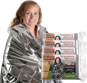 Emergency Mylar Blanket 4 Pack- 7' x 4' 1/3" Thermal Weatherproof Survival Gear- Durable Tearproof Prepper Supplies