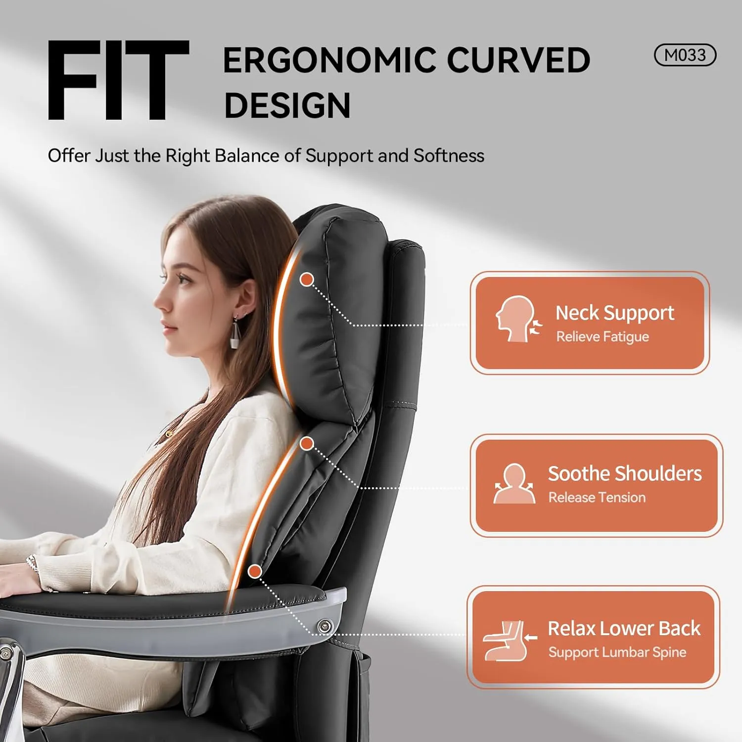 EMIAH Ergonomic Office Chair with Foot Rest Electric Executive Office Chair Reclining with Massage Big and Tall High Back Computer Chair with Wheels, Sustainable Leather(Black)