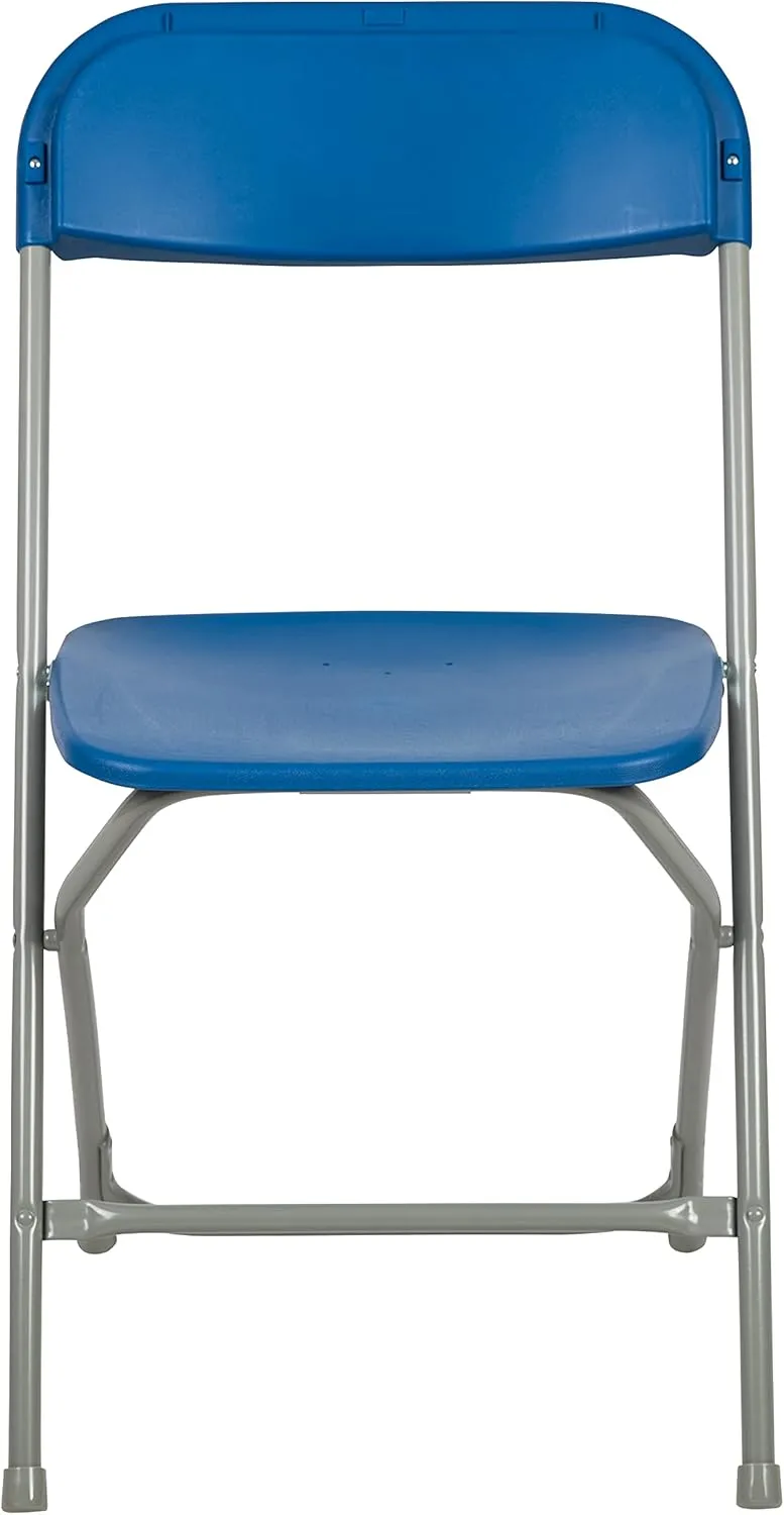 EMMA   OLIVER Set of 2 Plastic Folding Chairs - 650 LB Weight Capacity Lightweight Stackable Folding Chair in Blue