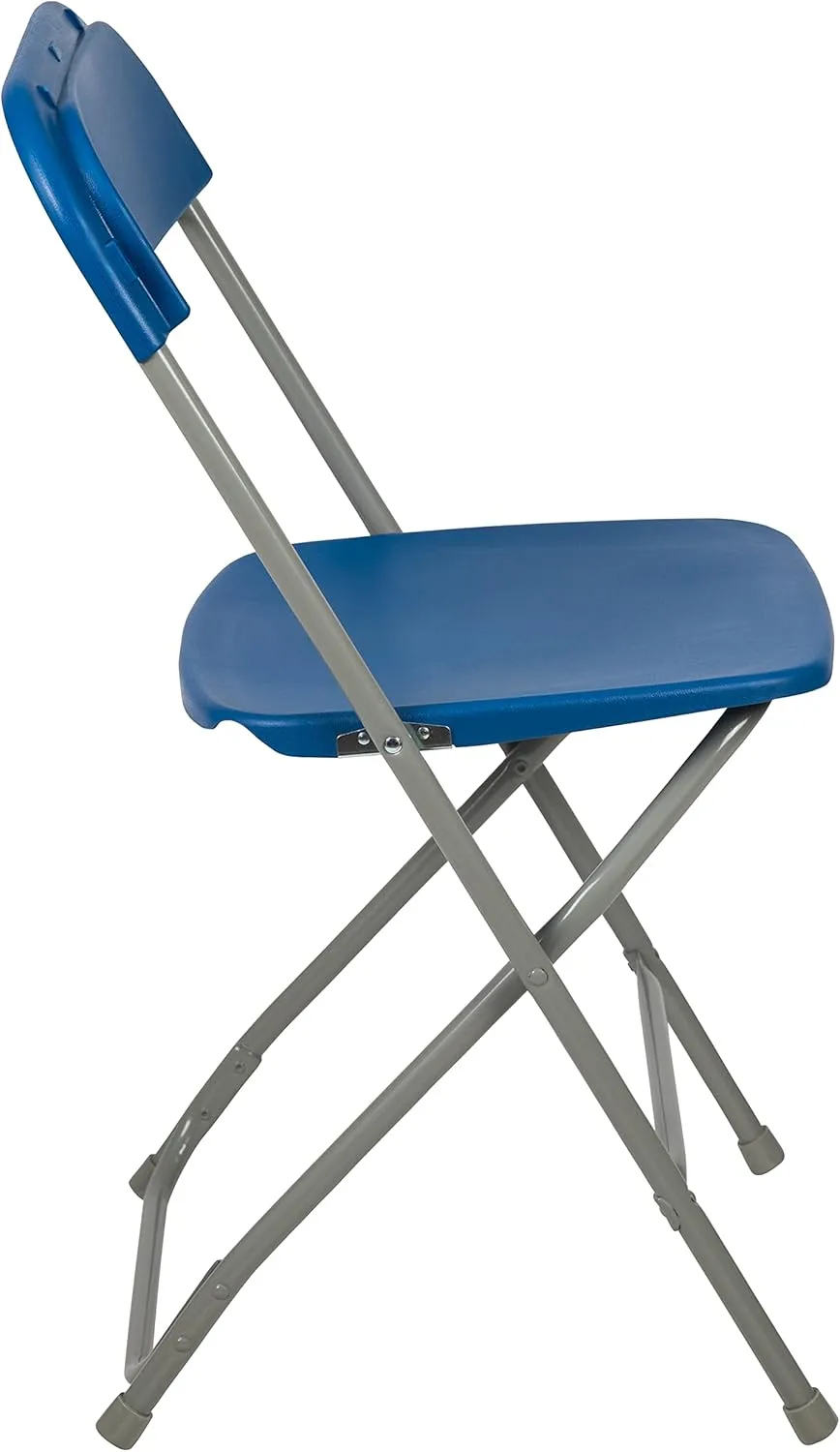 EMMA   OLIVER Set of 2 Plastic Folding Chairs - 650 LB Weight Capacity Lightweight Stackable Folding Chair in Blue
