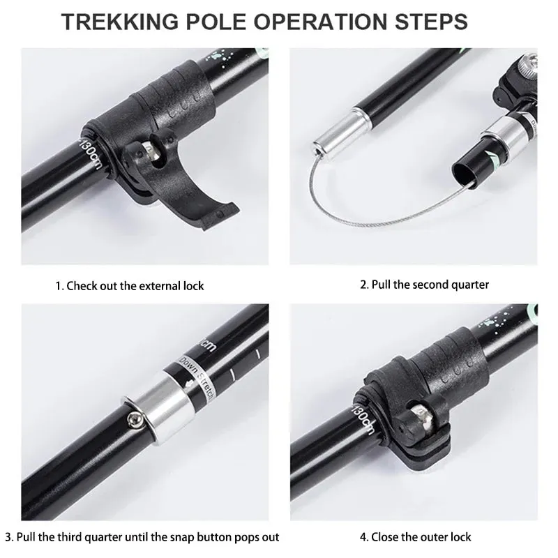 Enhance Your Strides with Adjustable 5-Section Trekking Poles - Outdoor Camping Ultralight Portable Foldable Walking Hiking Stick