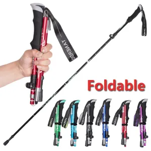 Enhance Your Strides with Adjustable 5-Section Trekking Poles - Outdoor Camping Ultralight Portable Foldable Walking Hiking Stick