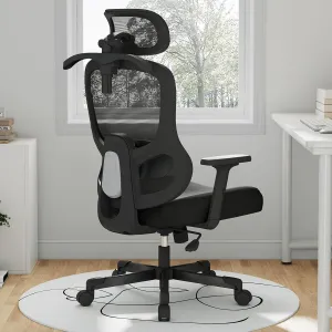 Ergonomic Office Chair Big Tall Reclining Gaming Chair Adjustable Lumbar Support 2D Armrest 6D Headrest Breathable Mesh Swivel Computer Chairs Home Task Desk Chair Coat Hanger Tilt Lock (Black)