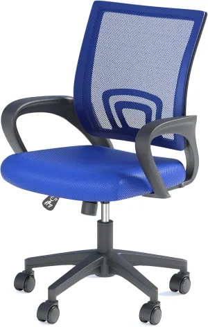 Ergonomic Office Chair with Lumbar Support, Adjustable Height Swivel Mesh Computer Desk Chair with Rolling Wheels for Home, Office and Gaming, Navy Blue