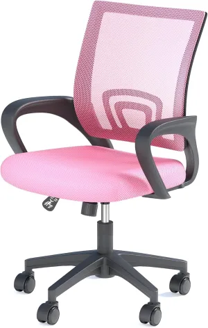 Ergonomic Office Chair with Lumbar Support, Adjustable Height Swivel Mesh Computer Desk Chair with Rolling Wheels for Home, Office and Gaming, Pink