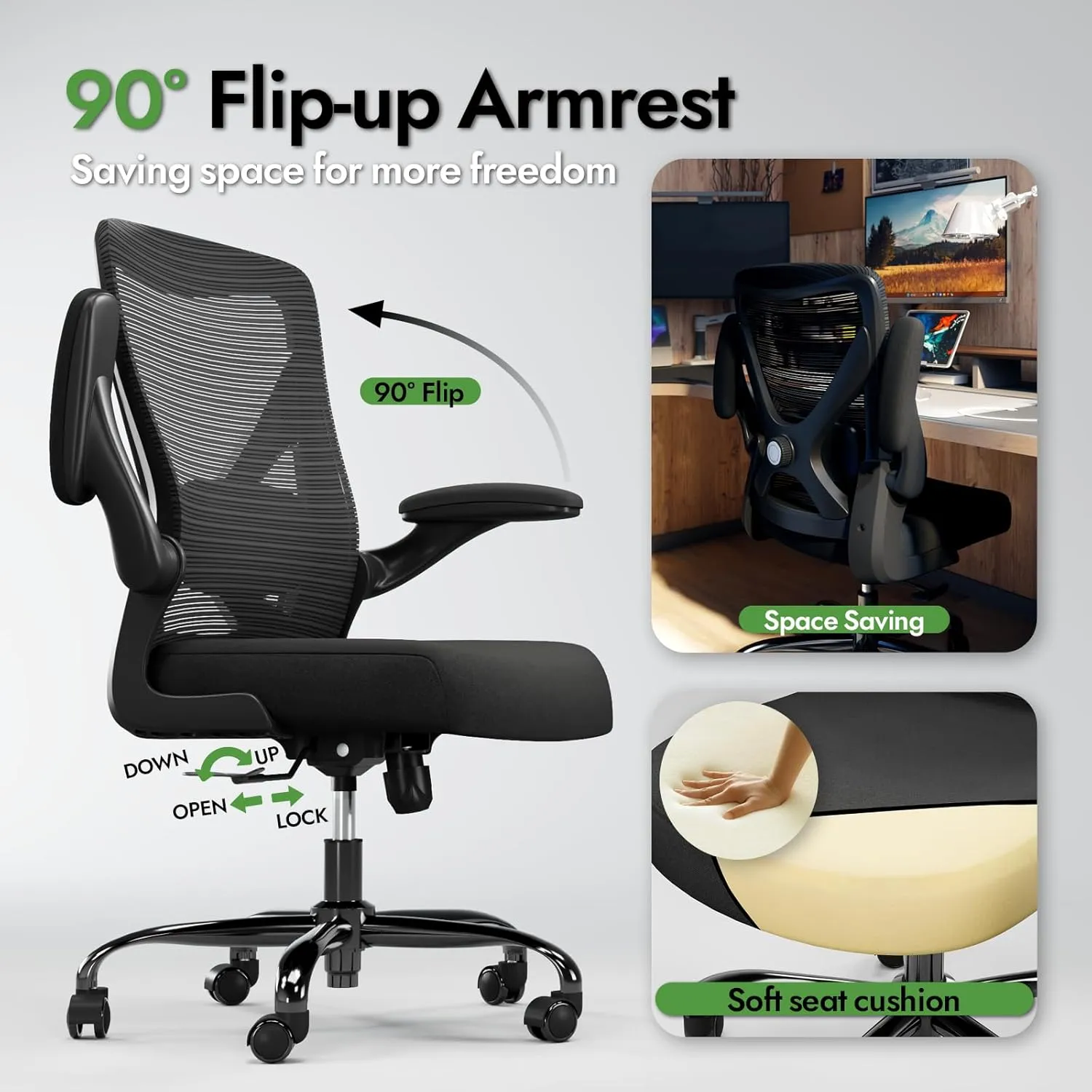 Ergonomic Office Chair - X-Shaped Computer Desk Chair Comfy, Gaming Chair, Office Chair with Lumbar Support, Mesh Office Chairs, Desk Chair for Long Hours(Black Orange)