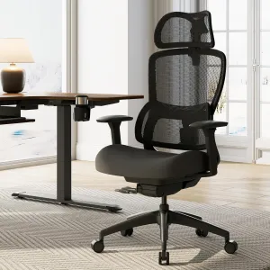 EUREKA ERGONOMIC Office Chair Mesh with Wheels, Ergonomic Chair with Lumbar Support, Home Office Desk Chair with Adjustable Seat Depth, 3D Armrest & Headrest, Black