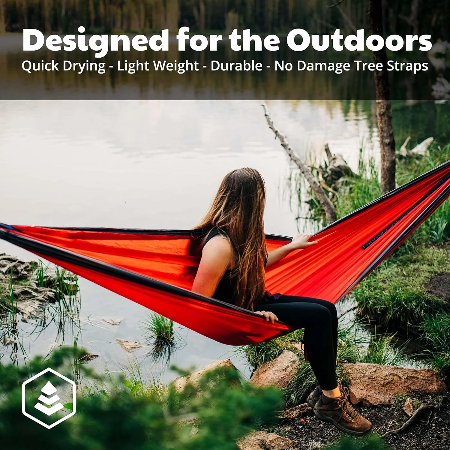 Evergreen Lightweight Outdoor Portable Camping Hammock - Single & Double with Tree Straps for Backpacking, Camping, Travel, Hiking (Single, Red)