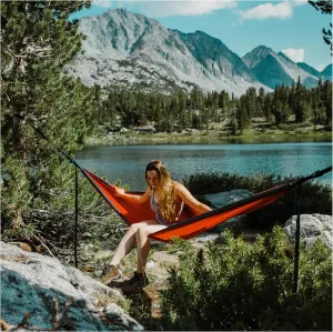 Evergreen Lightweight Outdoor Portable Camping Hammock - Single & Double with Tree Straps for Backpacking, Camping, Travel, Hiking (Single, Red)