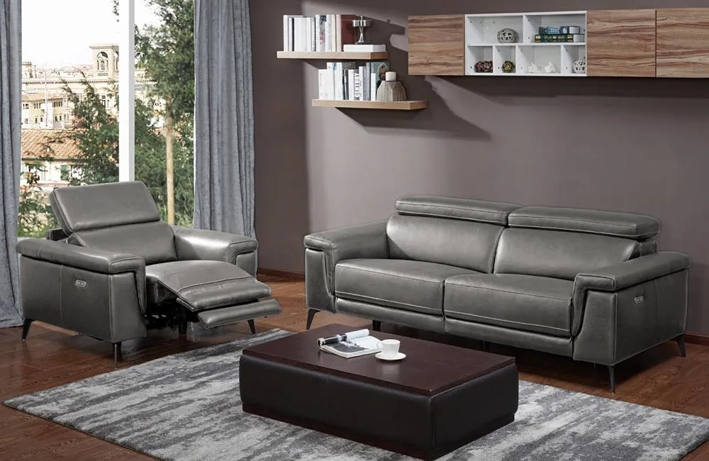 Everly Grey Premium Leather Chair