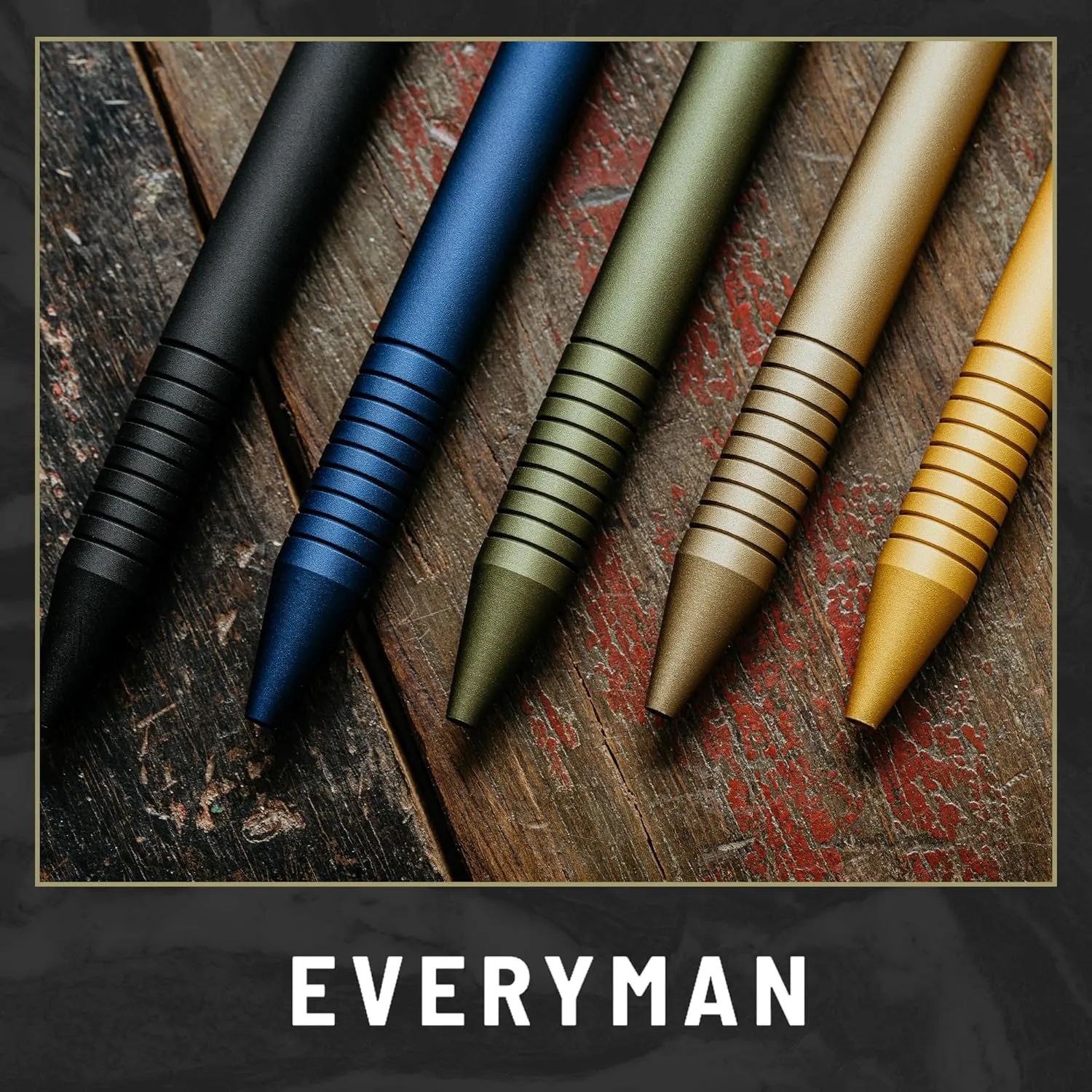 Everyman Military Super Matte Grafton Pen, Pocket-Size Writing Utensil, Luxury EDC Premium and Bold Point Ballpoint Pens, Office Supplies, Fine Point, Smooth Writing Pen with Grooved Grip