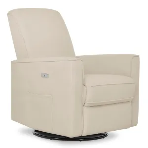 Evolur Harlow Deluxe Upholstered Plush Seating Glider Swivel, Power Recliner with USB Port, Greenguard Gold Certified, Glider Chair for Nursery in Light Sand