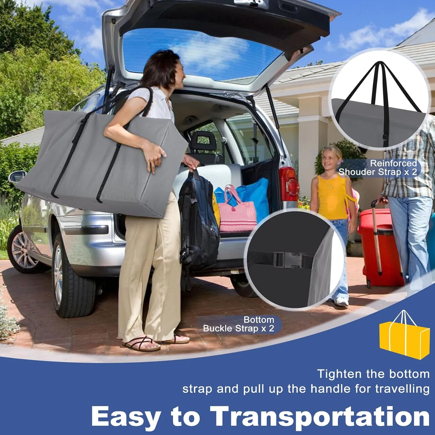 Explore Land 2-in-1 Folding Chair Carring Bag - 900D Furniture Cover for Zero Gravity/Plastic/Resin/Wood Foldable Chairs(39"L x12"W x 20"H, Grey)