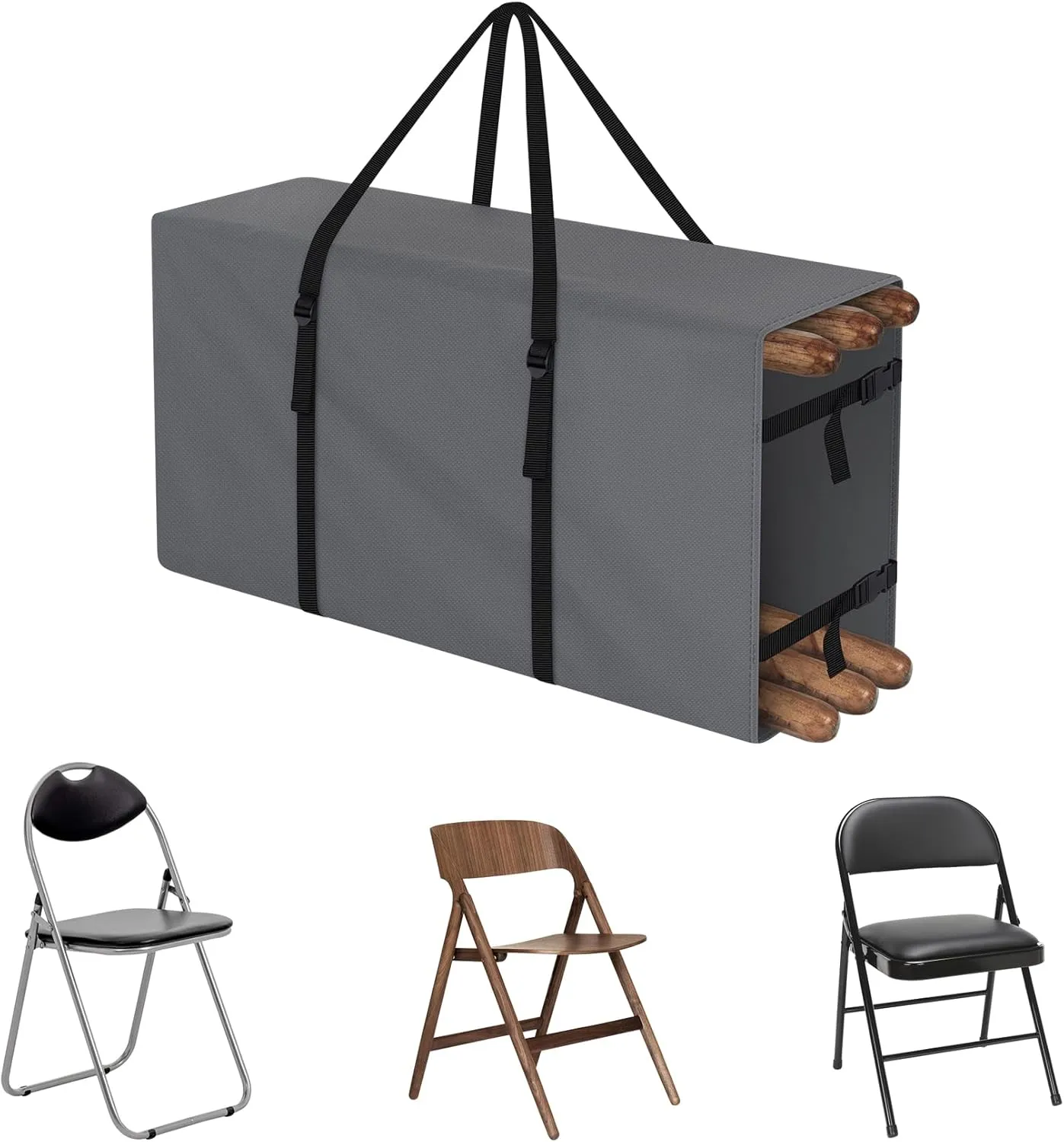 Explore Land 2-in-1 Folding Chair Carring Bag - 900D Furniture Cover for Zero Gravity/Plastic/Resin/Wood Foldable Chairs(39"L x12"W x 20"H, Grey)