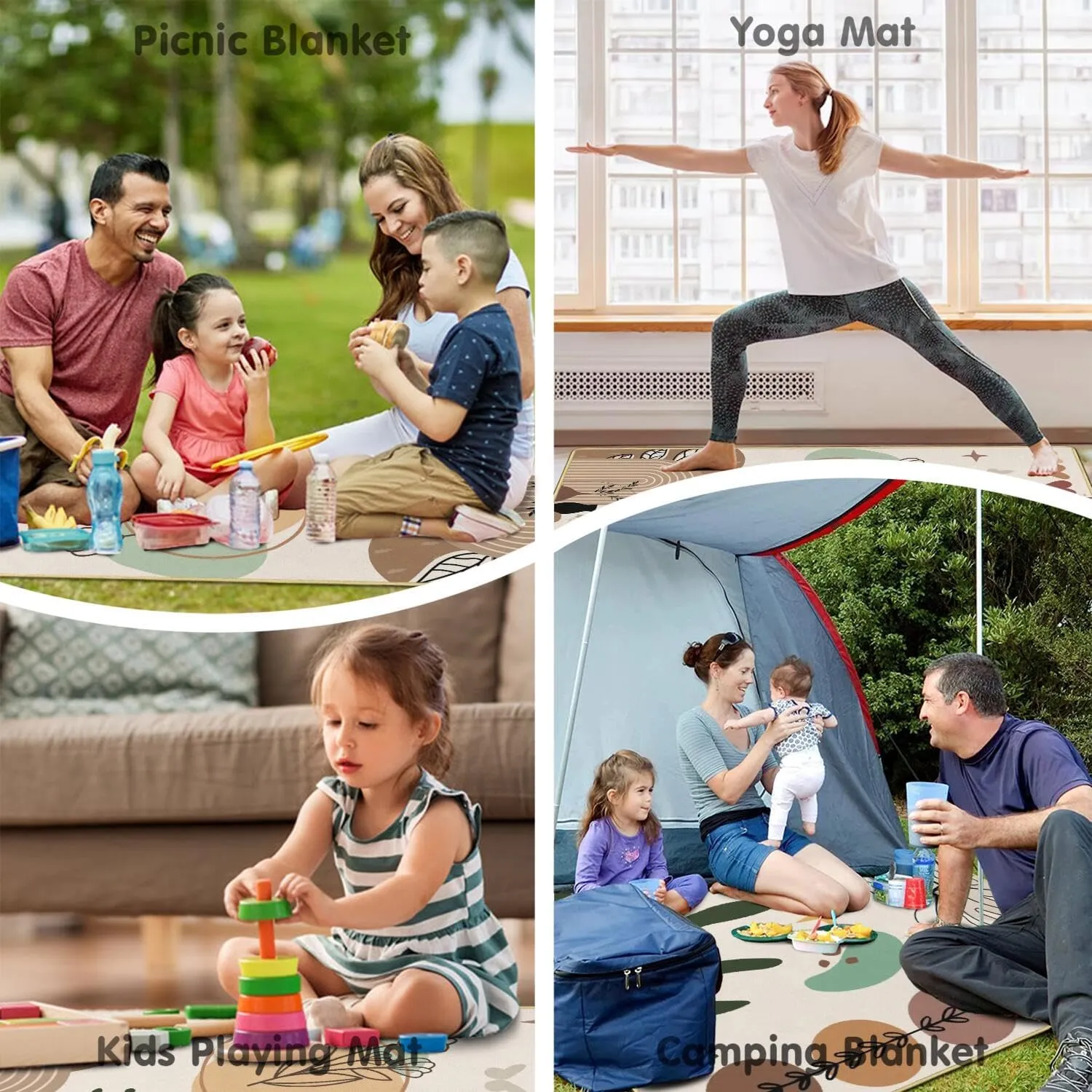 Extra Large Picnic Blankets Waterproof Foldable (60 "x 80") Beach Blanket Waterproof Sandproof,3-Layer Thicking Mat Outdoor Packable Camping Blanket
