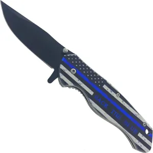 Falcon Folding Pocket Knife – Thin Blue Line Edition – 8-Inch EDC Utility Tool with 440 Stainless Steel Blade and Handle – Everyday Carry