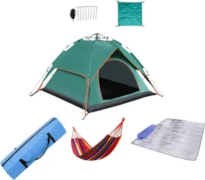 Family Camping Tent, 3-4 Person Double Layer Water-Proof Windproof Portable Tent,3 Modes, Portable with Carry Bag for Traveling, Backpacking, Hiking, Outdoors