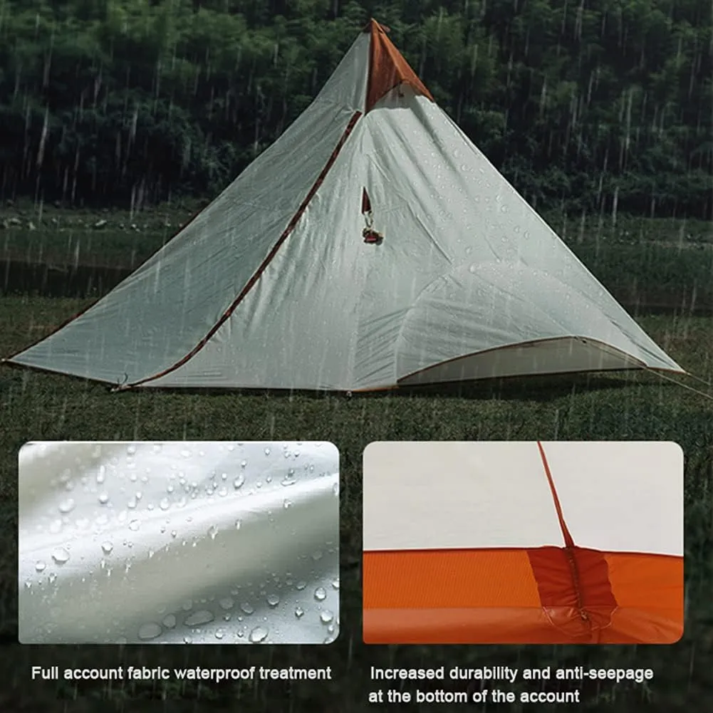 Family Camping Tent Large Double Layer Pyramid Tipi Tent Camping Mongolian Yurt Tent for Picnic, Festival