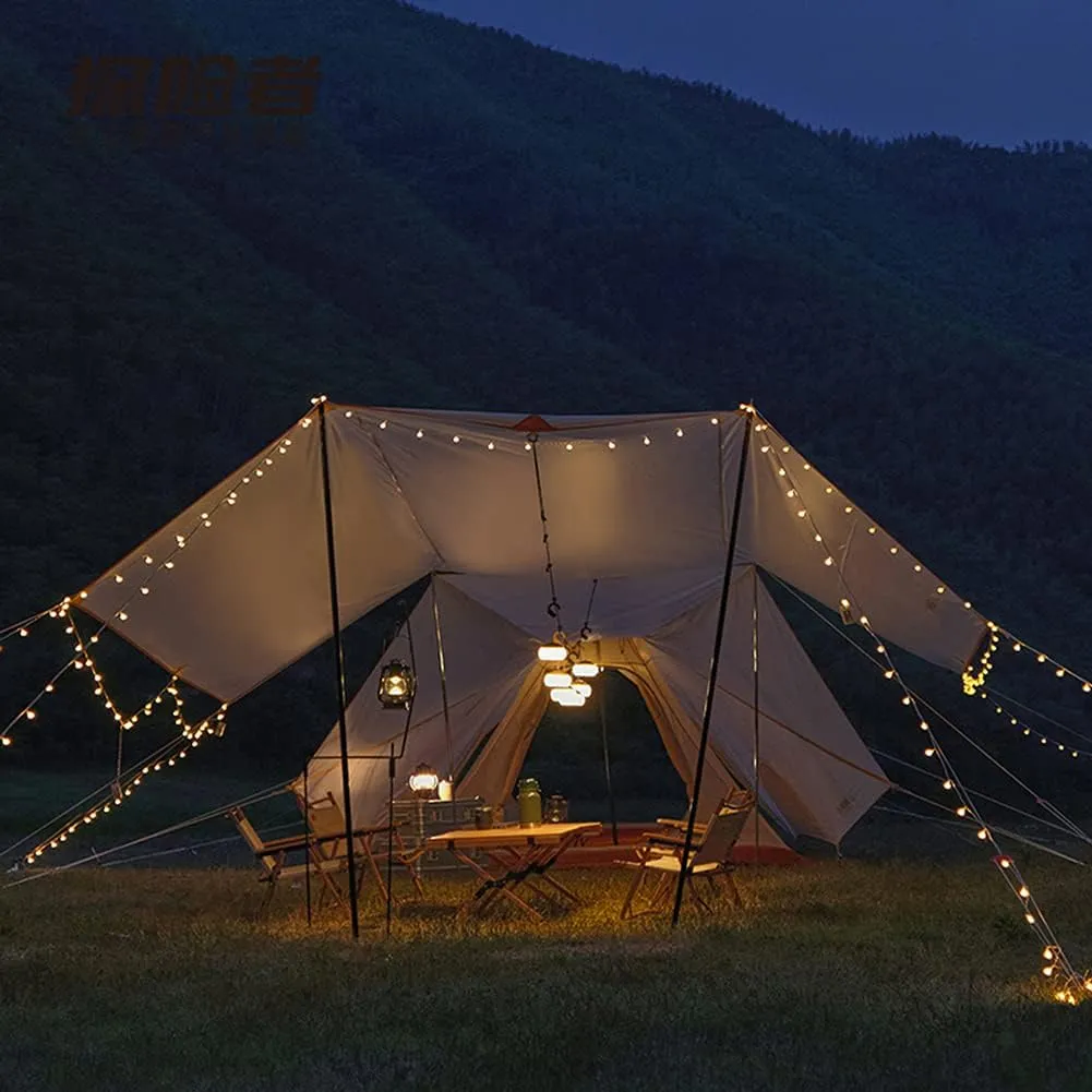 Family Camping Tent Large Double Layer Pyramid Tipi Tent Camping Mongolian Yurt Tent for Picnic, Festival